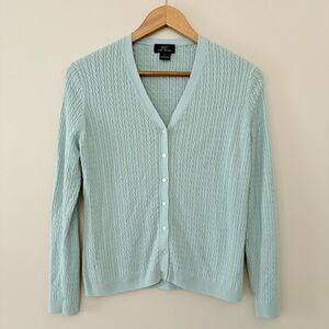 Brooks Brothers 346 Women’s Silk Cashmere Blend Cardigan Sweater Mint Green Sz L